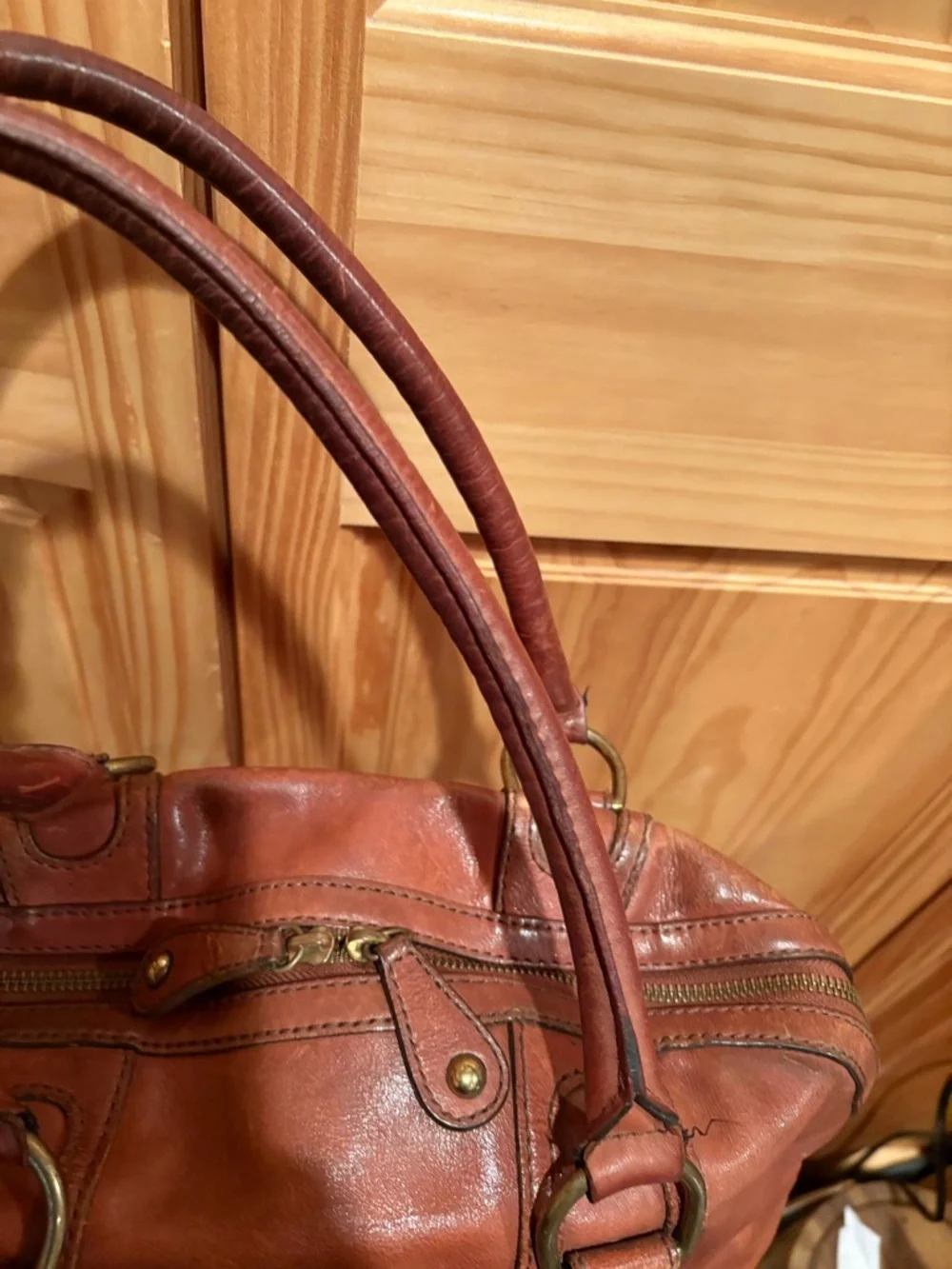 Banana Republic leather bowling-style bag or satchel